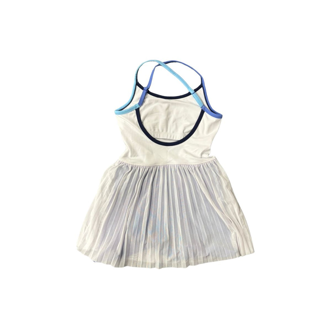 Rays Women's TEREZ White and Blue Wordmark Mesh Layover Tennis Dress