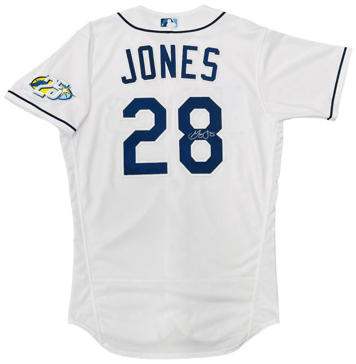 Rays Greg Jones Team Issued Authentic Autographed 25th Anniversary White Jersey