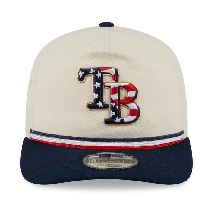 Rays New Era Cream Navy 2026 Fourth of July USA 250 19Twenty Adjustable Hat