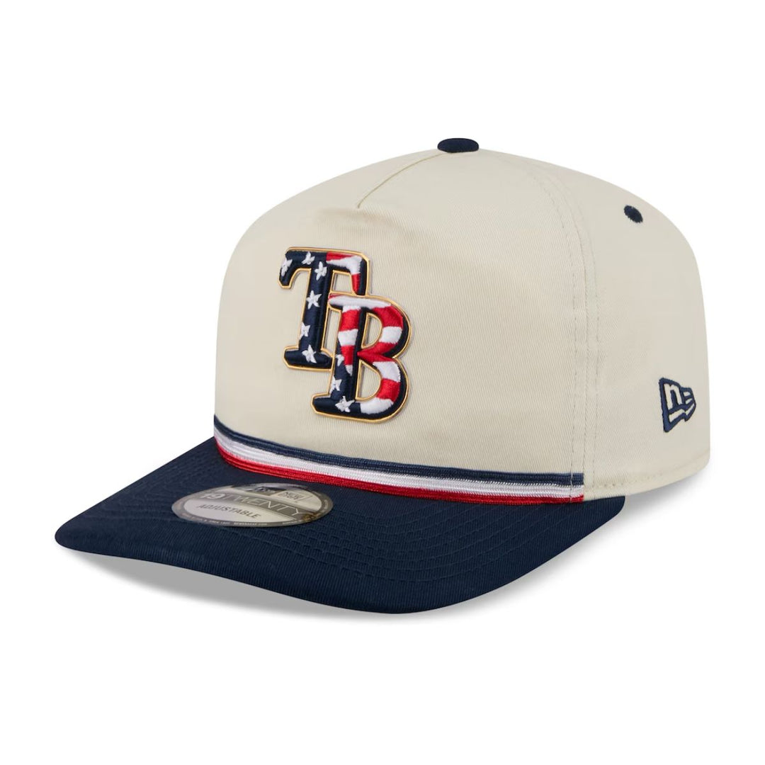 Rays New Era Cream Navy 2026 Fourth of July USA 250 19Twenty Adjustable Hat
