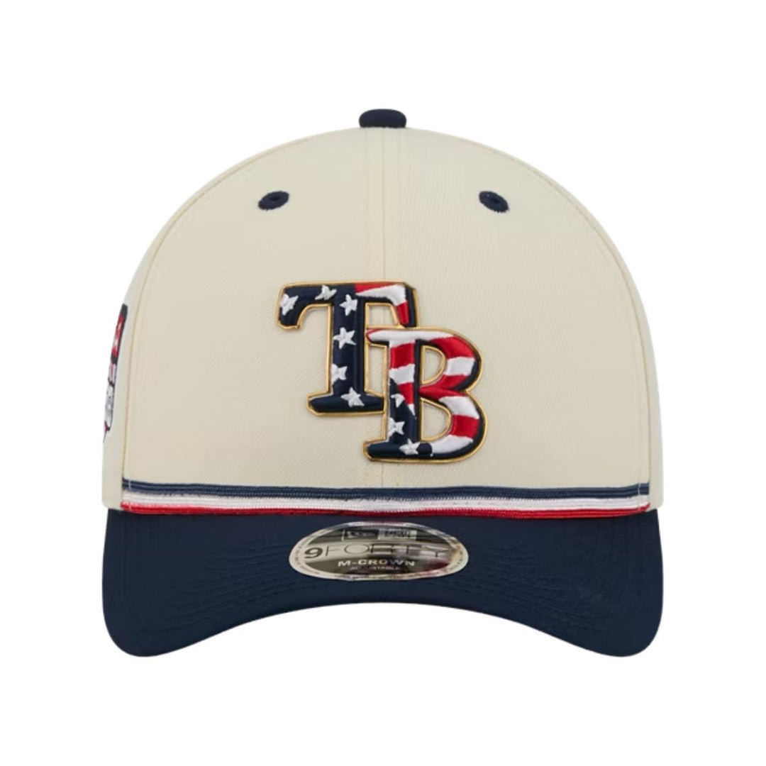 Rays New Era Cream Navy 2026 Fourth of July USA 250 9Forty M-Crown Adjustable Hat