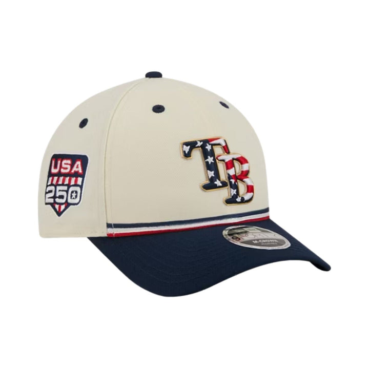 Rays New Era Cream Navy 2026 Fourth of July USA 250 9Forty M-Crown Adjustable Hat