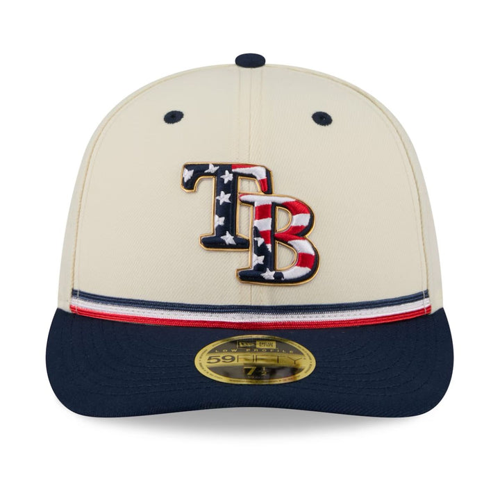 Rays New Era Cream Navy 2026 Fourth of July USA 250 Low Profile 59Fifty Fitted Hat