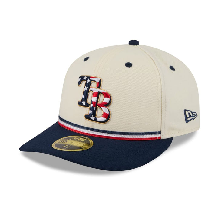 Rays New Era Cream Navy 2026 Fourth of July USA 250 Low Profile 59Fifty Fitted Hat