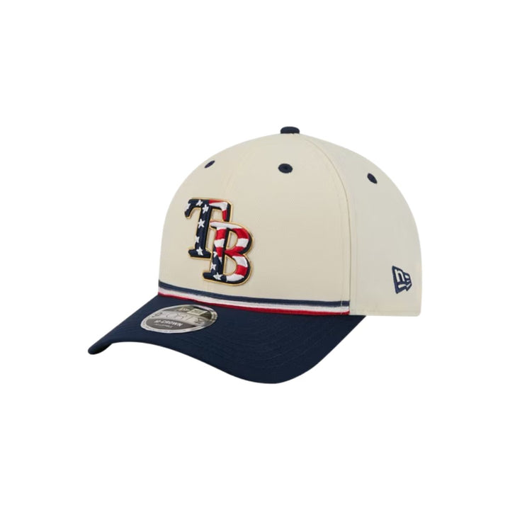 Rays Youth New Era Cream Navy 2026 Fourth of July USA 250 9Forty M-Crown Adjustable Hat