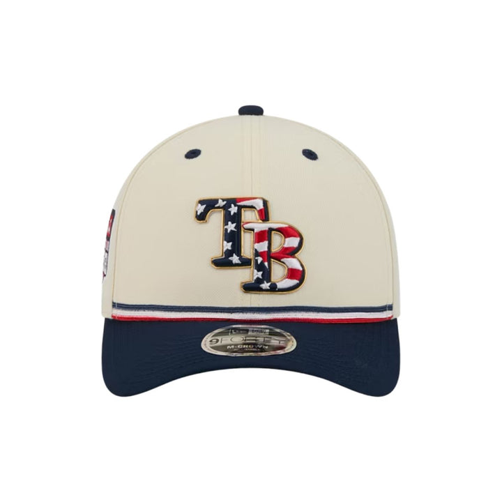 Rays Youth New Era Cream Navy 2026 Fourth of July USA 250 9Forty M-Crown Adjustable Hat