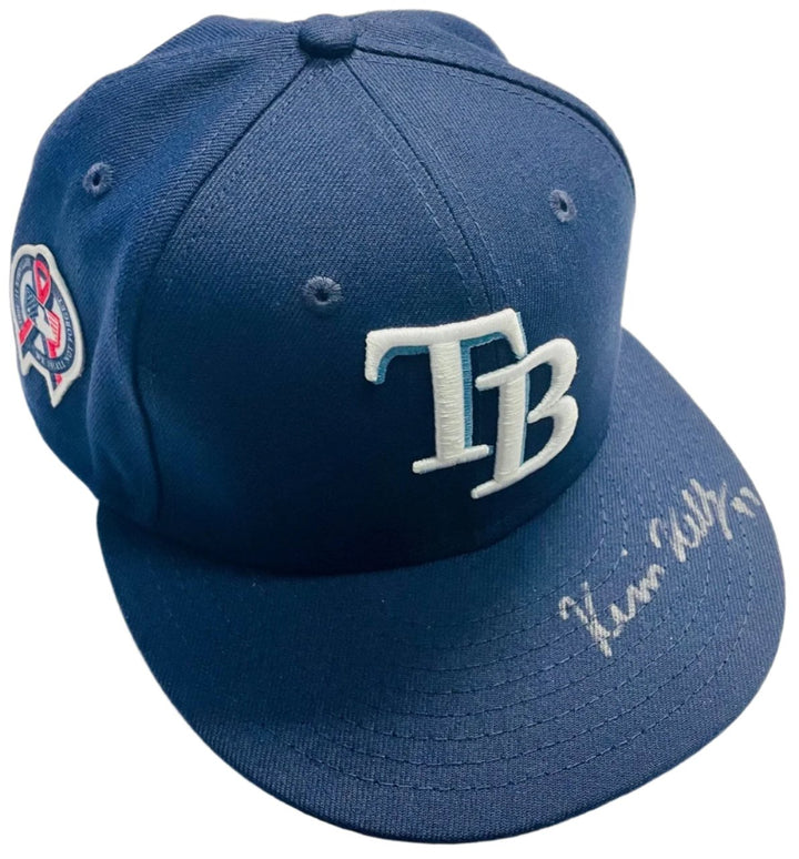 Rays Kevin Kelly Game Used Authentic Autographed 9-11 Remembrance Patch Hat