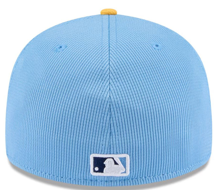 Rays New Era Light Blue/Yellow Burst 2025 Spring Training On-Field Low Profile 59Fifty Fitted Hat