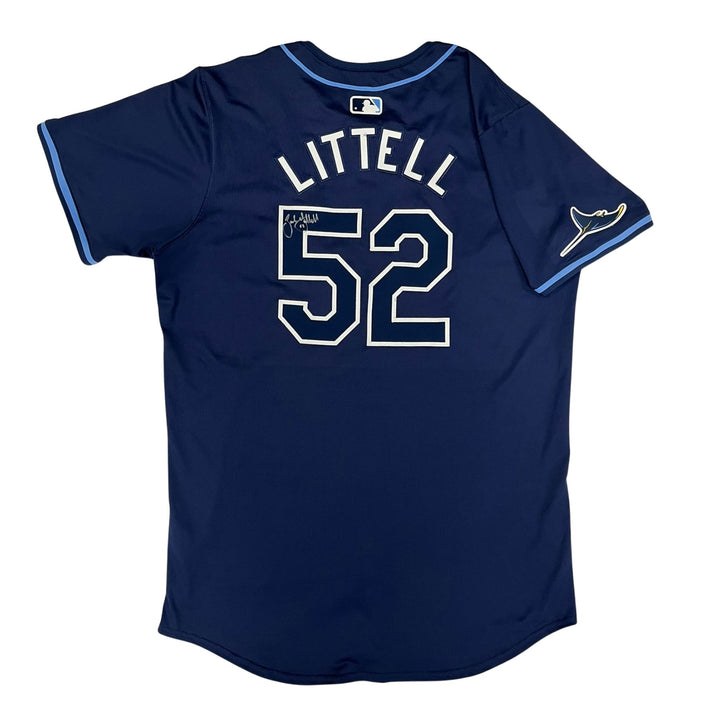 Rays Zack Littell Team Issued Authentic Autographed Navy Jersey