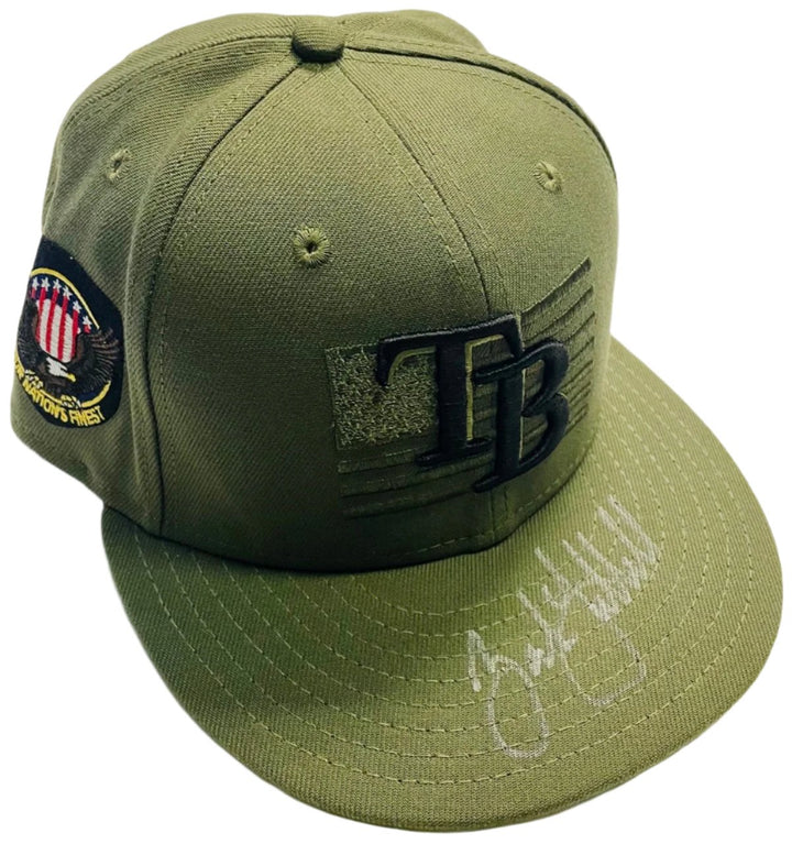 Rays Game Used Zack Littell Authentic Autographed Armed Forces Day Hat