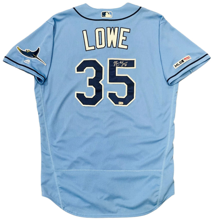 Rays Nate Lowe Authentic Autographed Blue Jersey