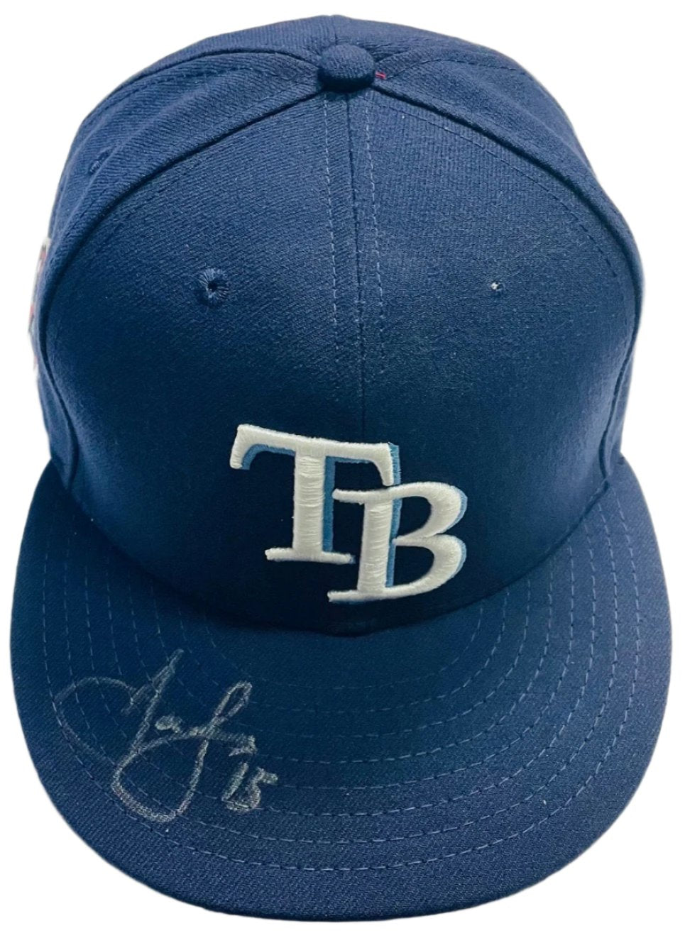 Rays Josh Lowe Game Used Authentic Autographed 9-11 Remembrance Patch Hat