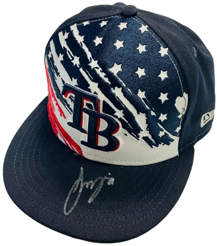 Rays Francisco Mejia Game Used Authentic Autographed Stars & Stripes Day Hat