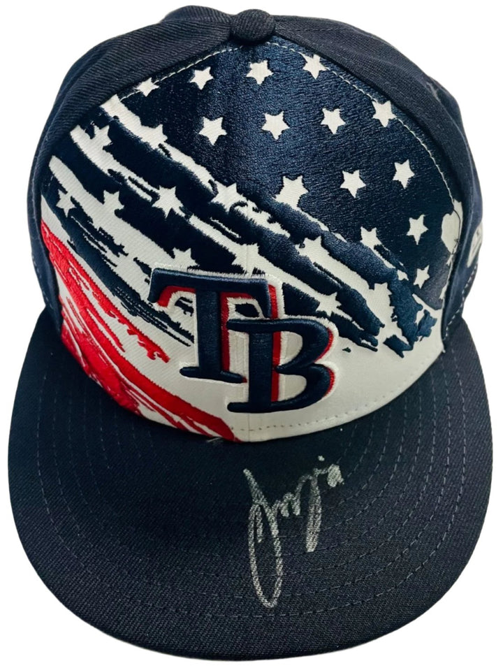 Rays Francisco Mejia Game Used Authentic Autographed Stars & Stripes Day Hat