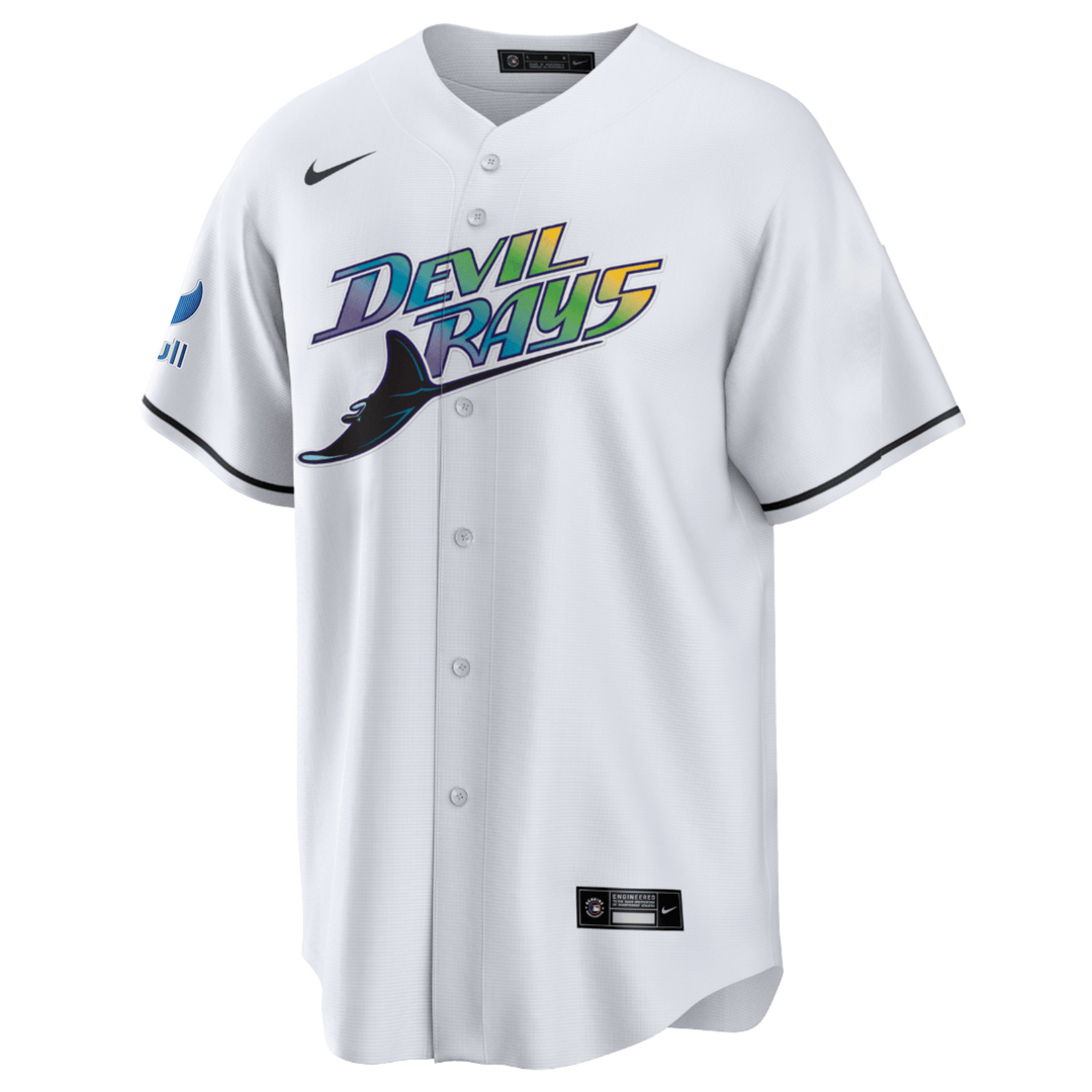 Rays Men's Nike White Devil Rays Replica Jersey - Home