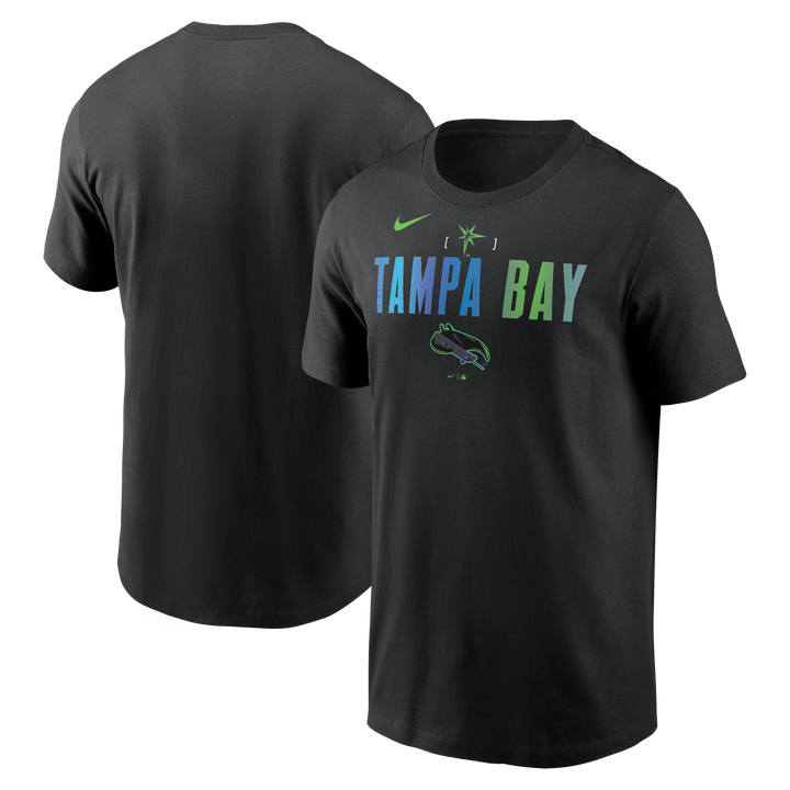 Rays Men's Nike Black City Connect Tampa Bay Burst Skate Gradient T-Shirt