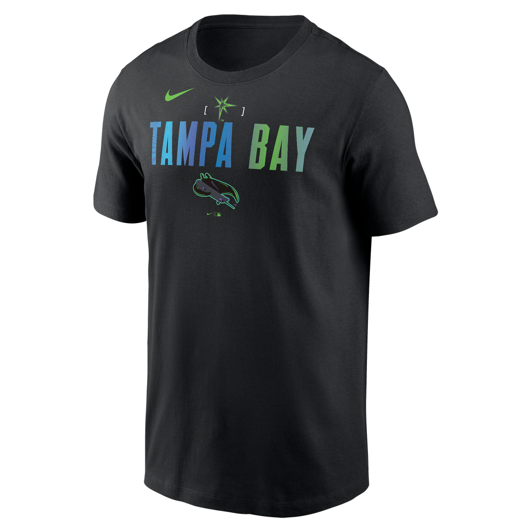 Rays Men's Nike Black City Connect Tampa Bay Burst Skate Gradient T-Shirt