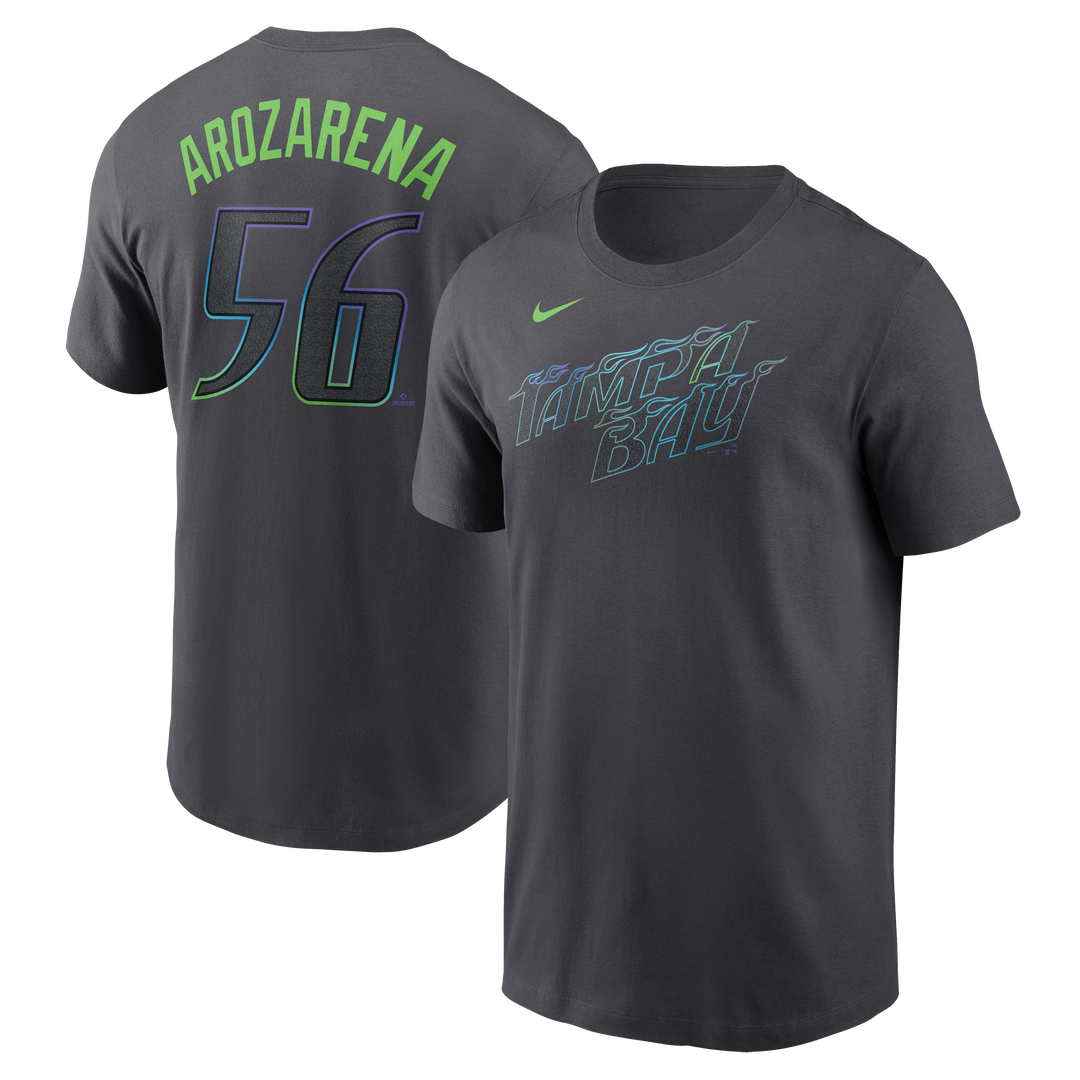 Rays Men's Nike Charcoal Grey City Connect Randy Arozarena Player T-Shirt