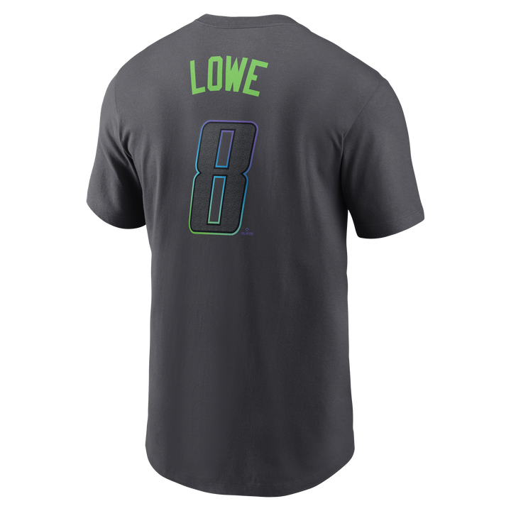 Rays Men's Nike Charcoal Grey City Connect Brandon Lowe Player T-Shirt