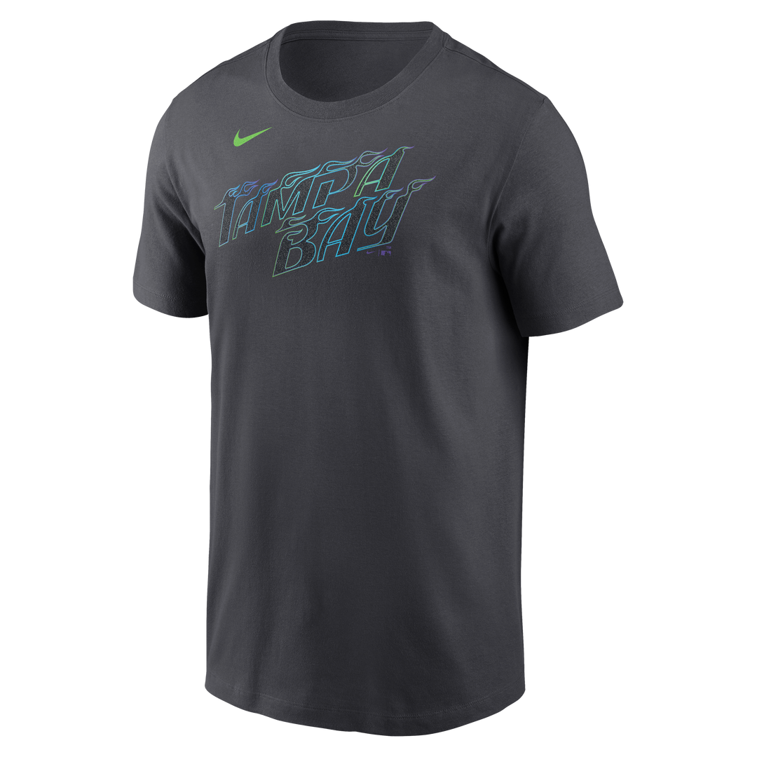 Rays Men's Nike Charcoal Grey City Connect Chandler Simpson Player T-Shirt