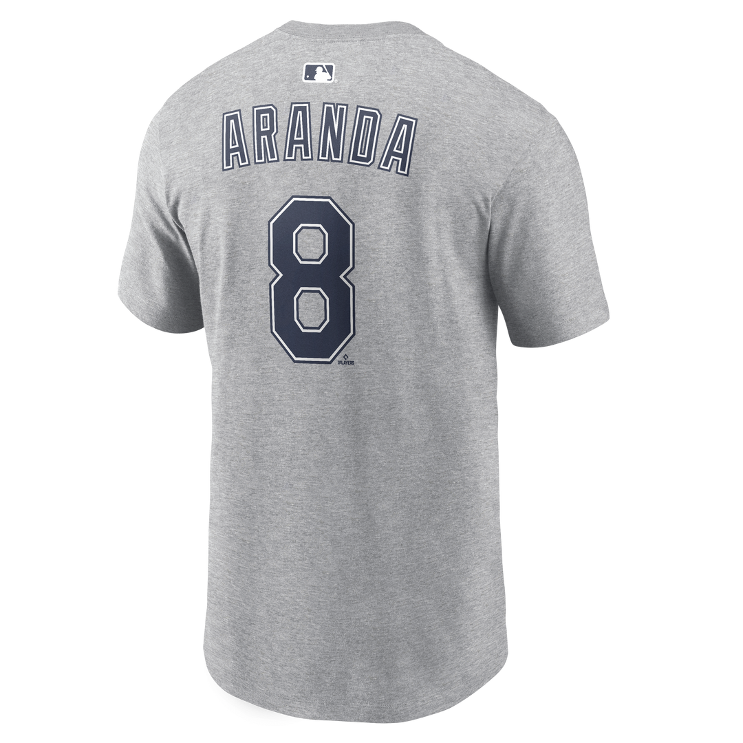 Rays Men's Nike Road Gray Jonathan Aranda Name and Number Tee