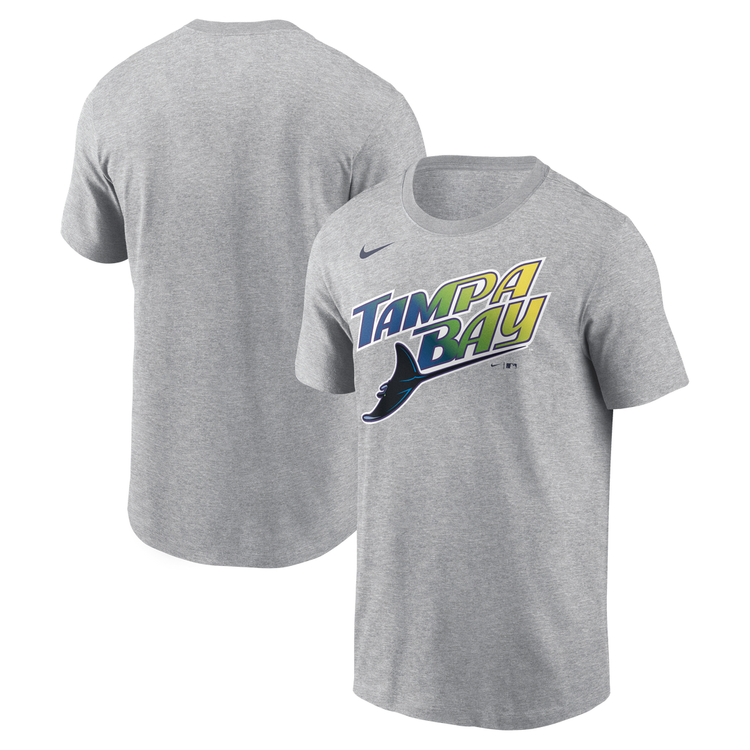 Rays Nike Road Gray Wordmark T-Shirt