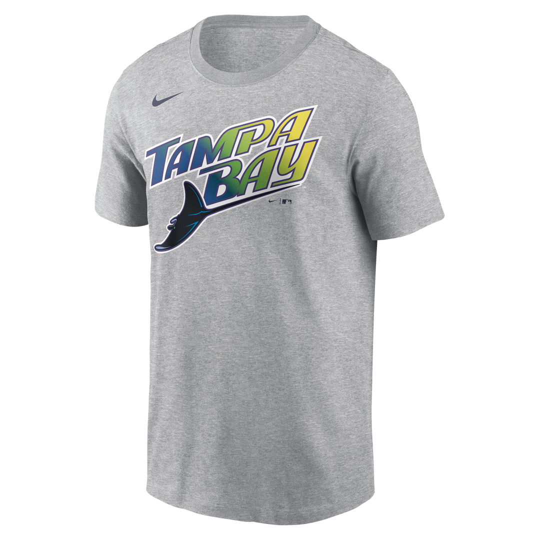 Rays Nike Road Gray Wordmark T-Shirt