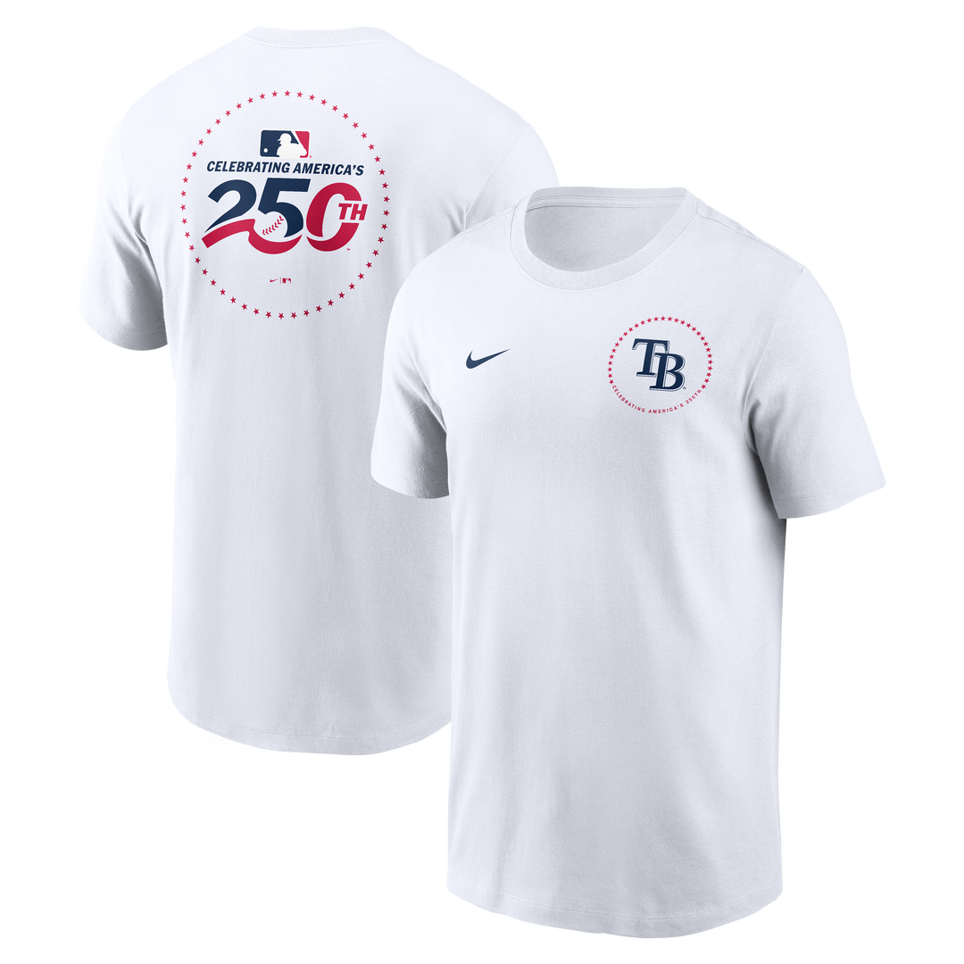 Rays Nike White Men's Celebrating America's 250th Logo T-Shirt