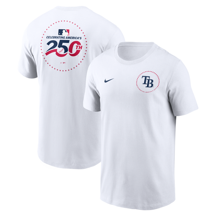 Rays Nike White Men's Celebrating America's 250th Logo T-Shirt