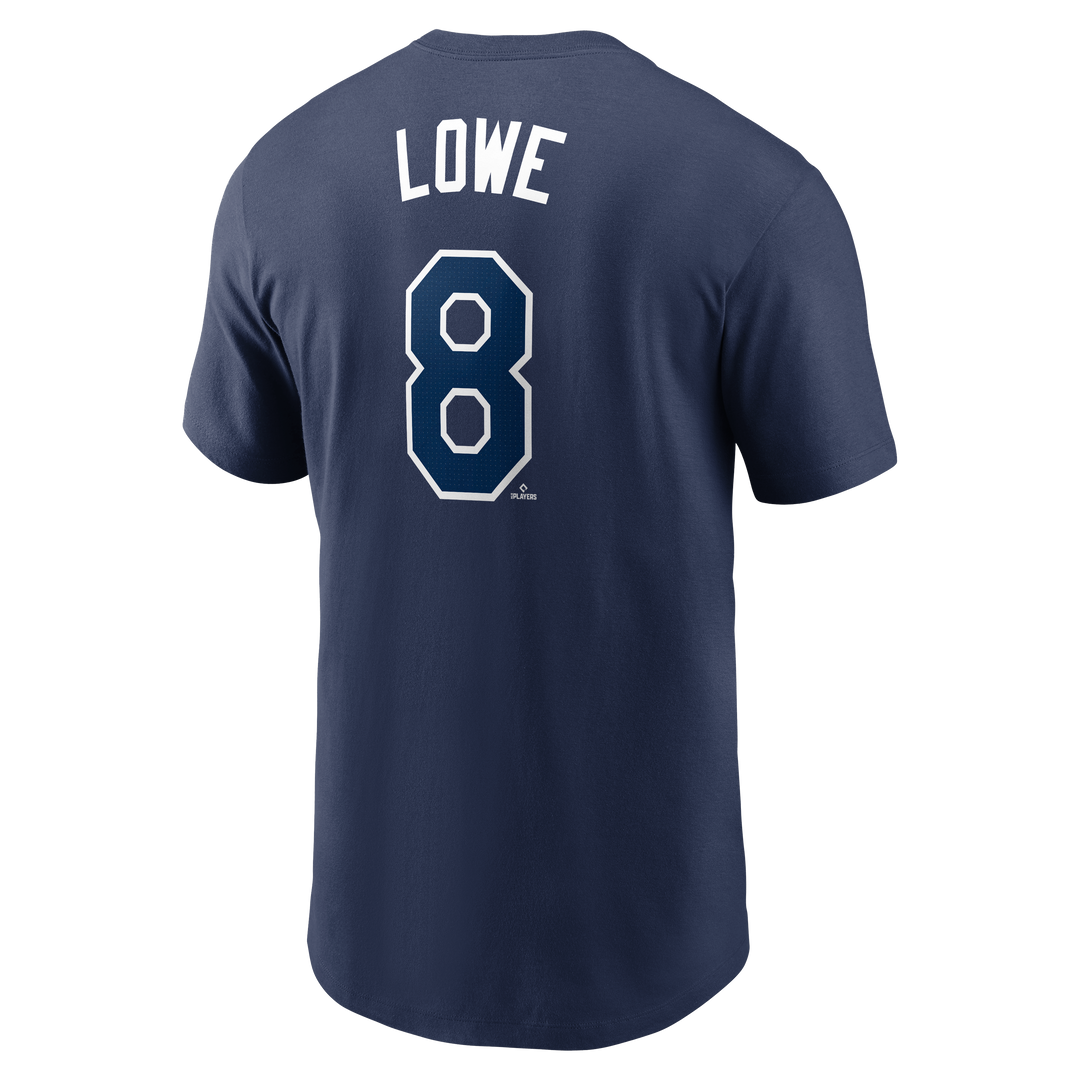 Rays Nike Navy 2024 Brandon Lowe Name and Number T-Shirt
