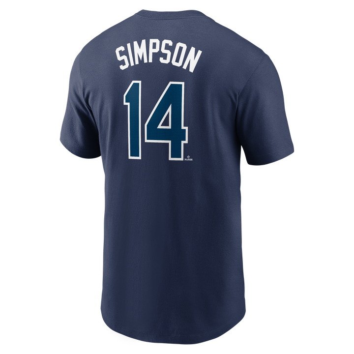 Rays Nike Navy Chandler Simpson 2025 Name and Number T-Shirt