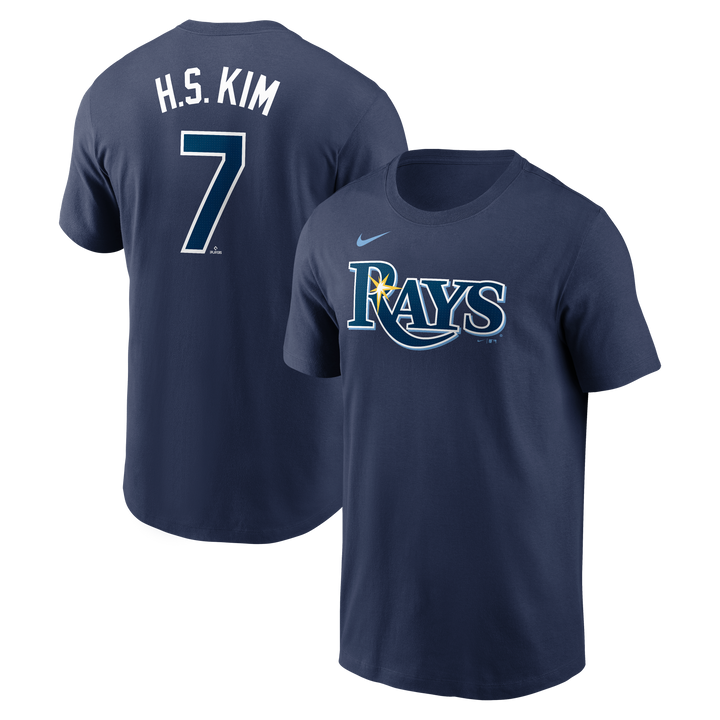 Rays Nike Navy Ha-Seong Kim 2025 Name and Number T-Shirt