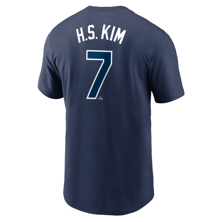 Rays Nike Navy Ha-Seong Kim 2025 Name and Number T-Shirt