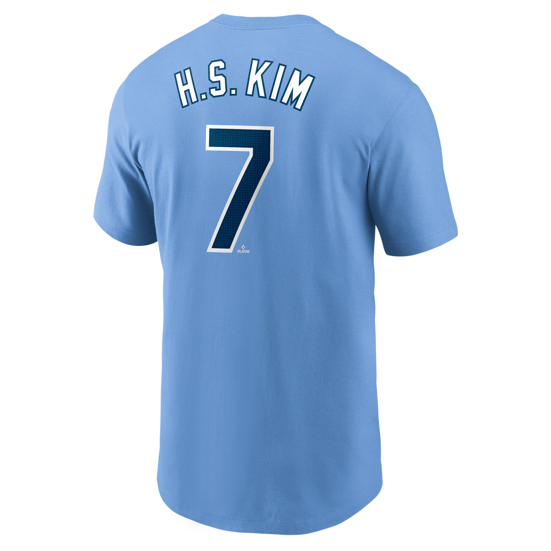 Rays Nike Columbia Blue Ha-Seong Kim 2025 Name and Number T-Shirt