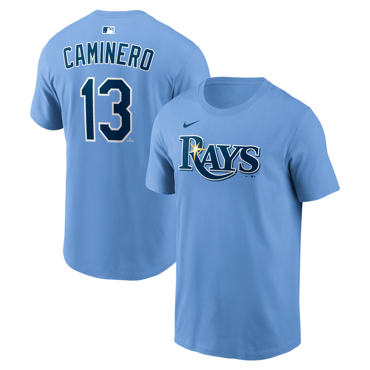 Rays Nike Valor Blue Junior Caminero Player Tee