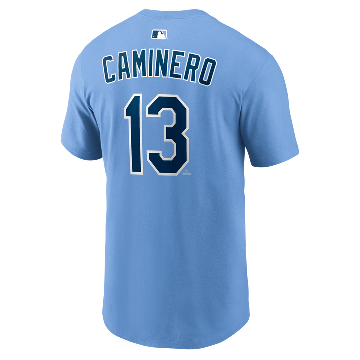 Rays Nike Valor Blue Junior Caminero Player Tee