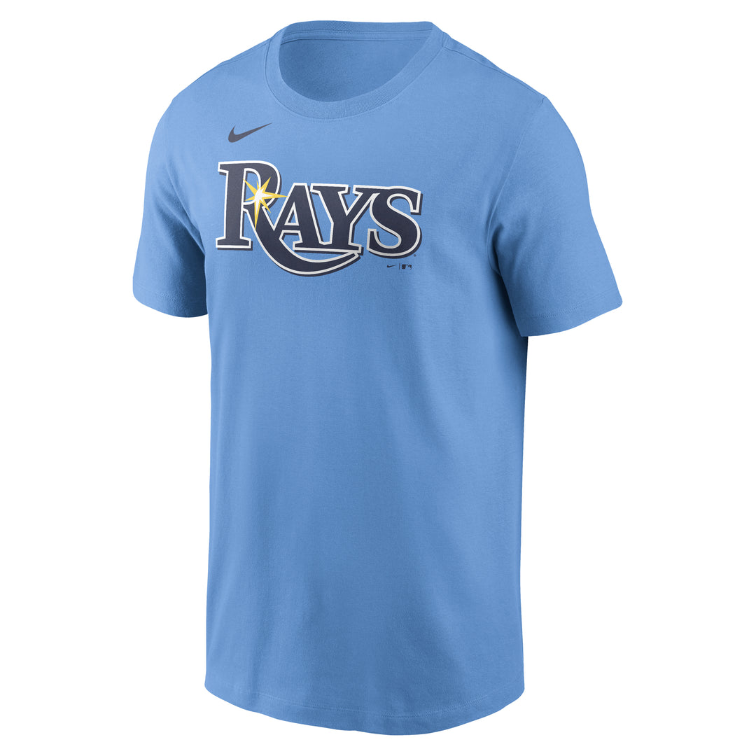 Rays Men's Nike Valor Blue Wordmark Dri Fit T-Shirt