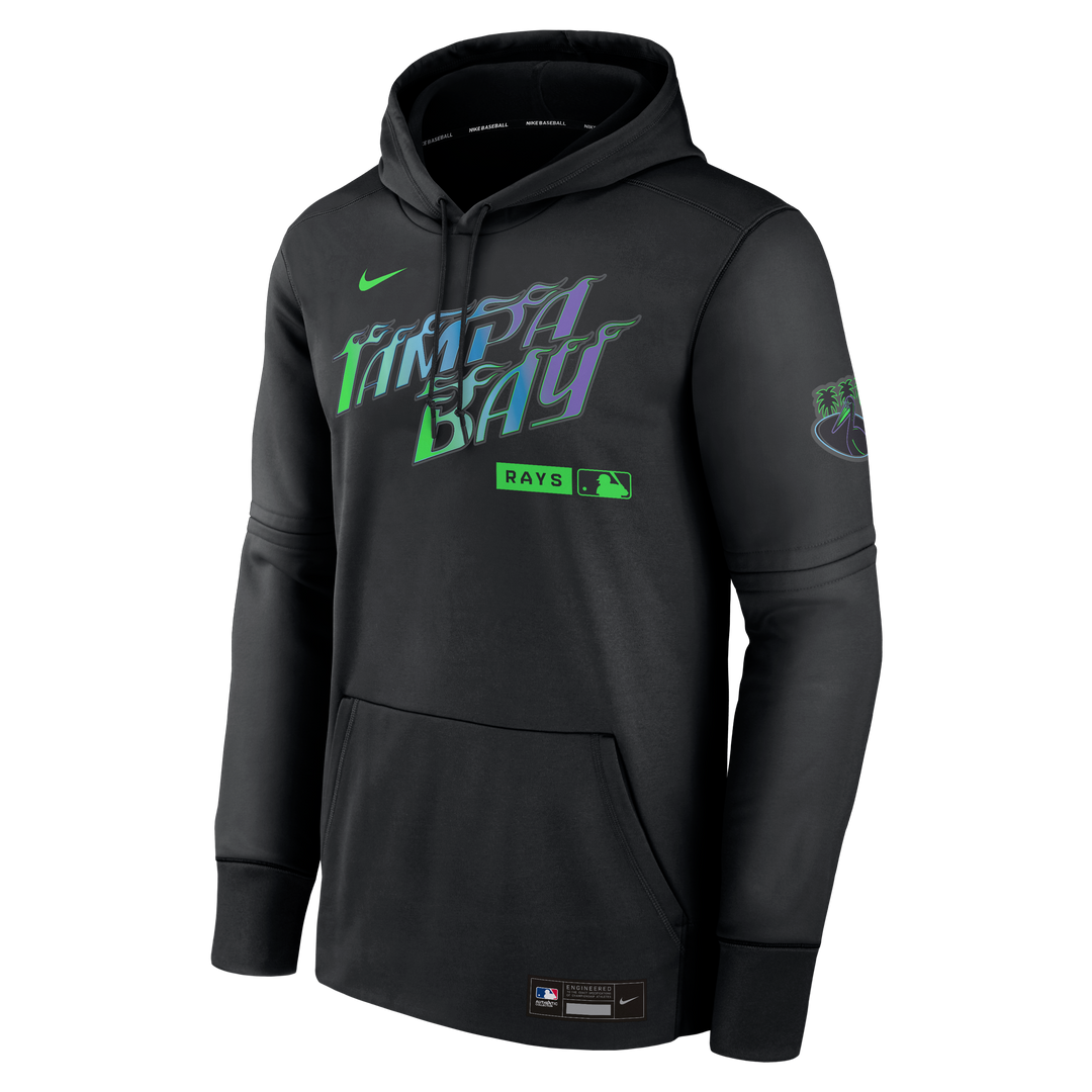 Rays Men's Nike Black City Connect Gradient Flames 2026 Authentic Collection Therma Hoodie
