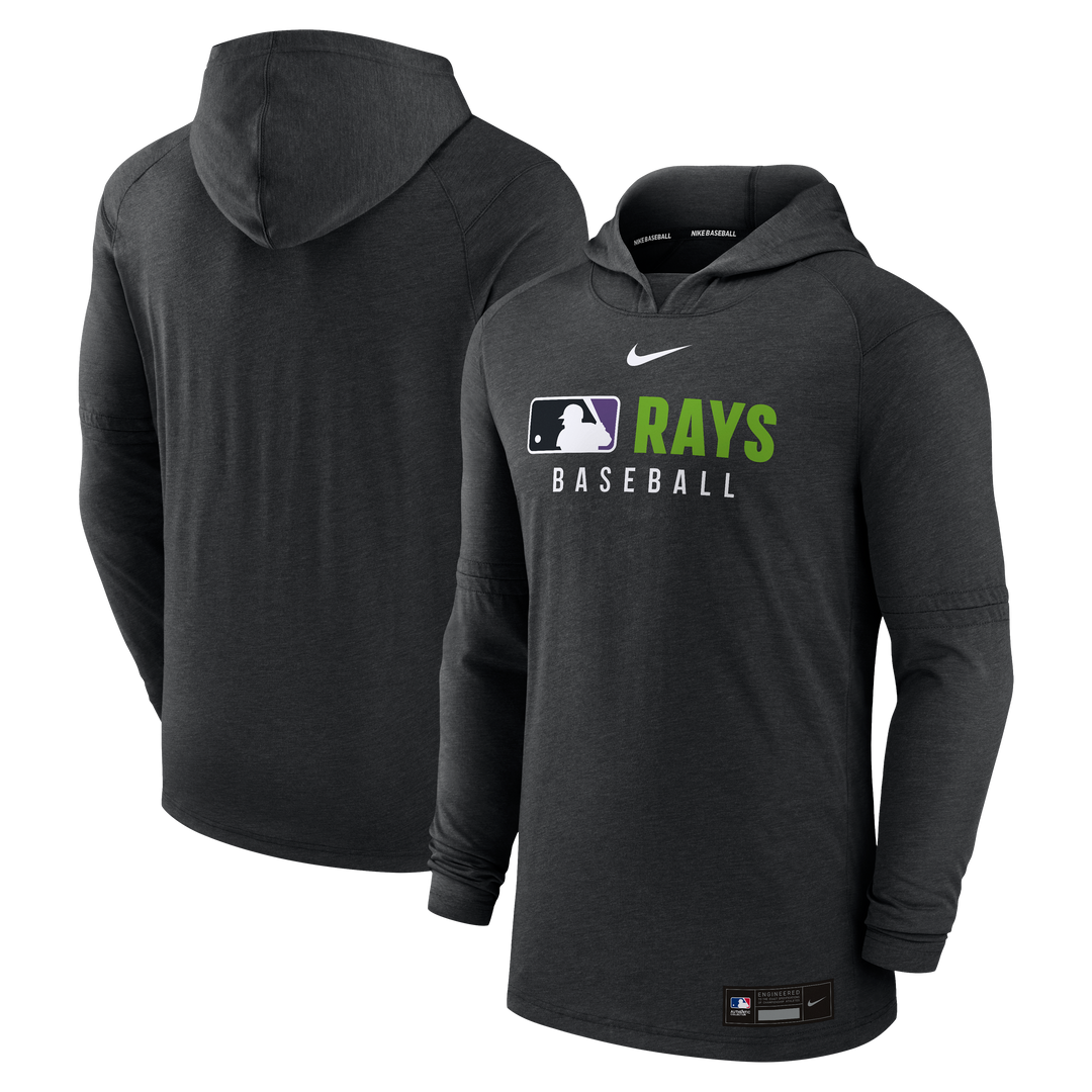 Rays Men's Nike 2025 Heather Black Devil Rays Authentic Collection Pullover Hoodie