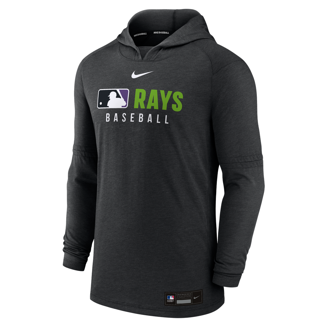 Rays Men's Nike 2025 Heather Black Devil Rays Authentic Collection Pullover Hoodie