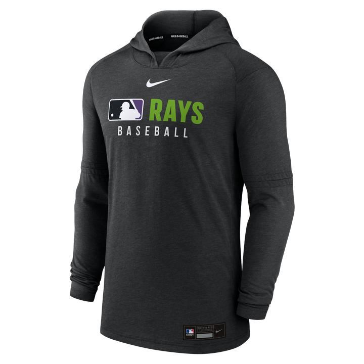 Rays Men's Nike 2025 Heather Black Devil Rays Authentic Collection Pullover Hoodie