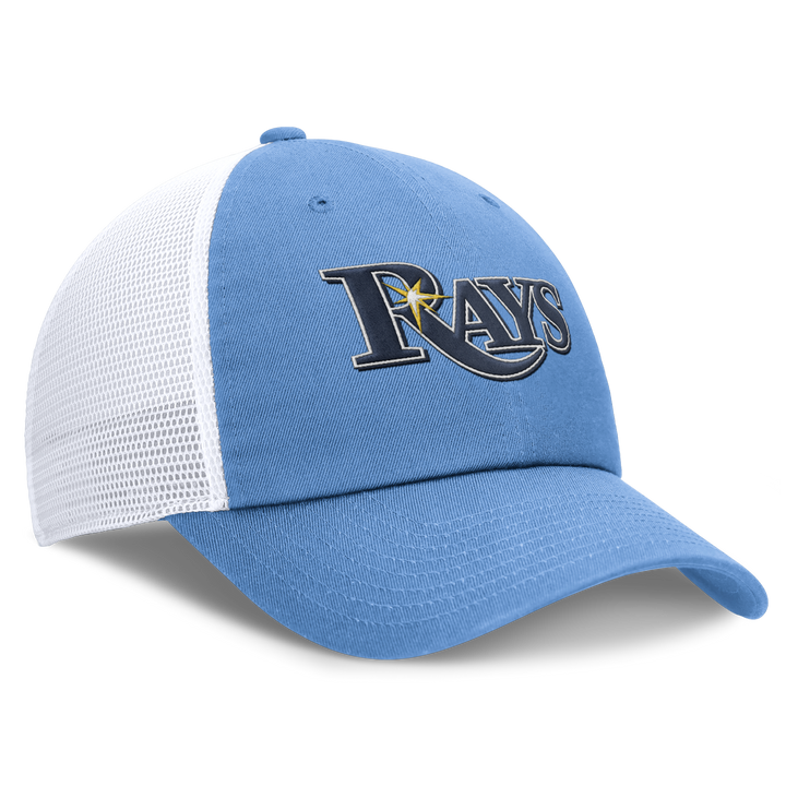 Rays Nike Light Blue Wordmark Club Cap Adjustable Mesh Hat