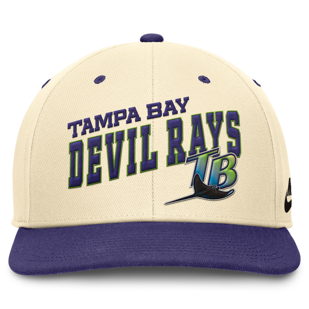 Rays Nike Cream Purple Devil Rays Coop Dri Fit Embroidered Snapback Hat