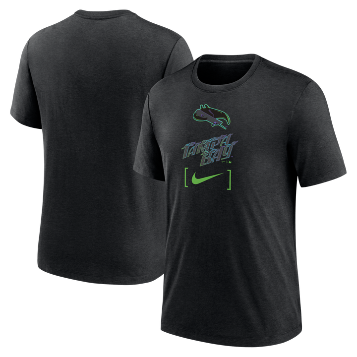 Rays Men's Nike Charcoal Grey Skateray Wordmark Swoosh City Connect T-Shirt