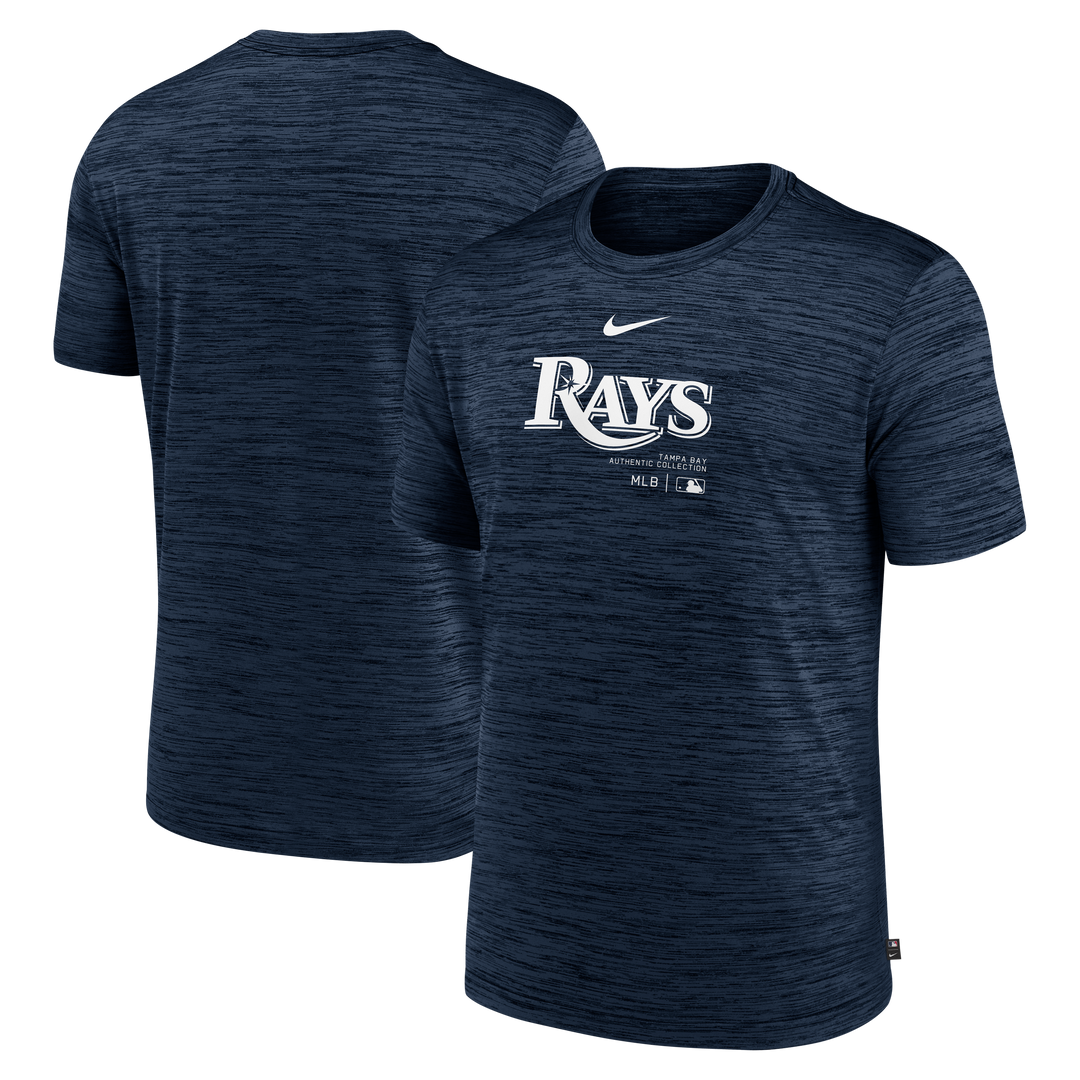 Rays Men's Nike Navy Wordmark Authentic Collection Practice Dri Fit T-Shirt