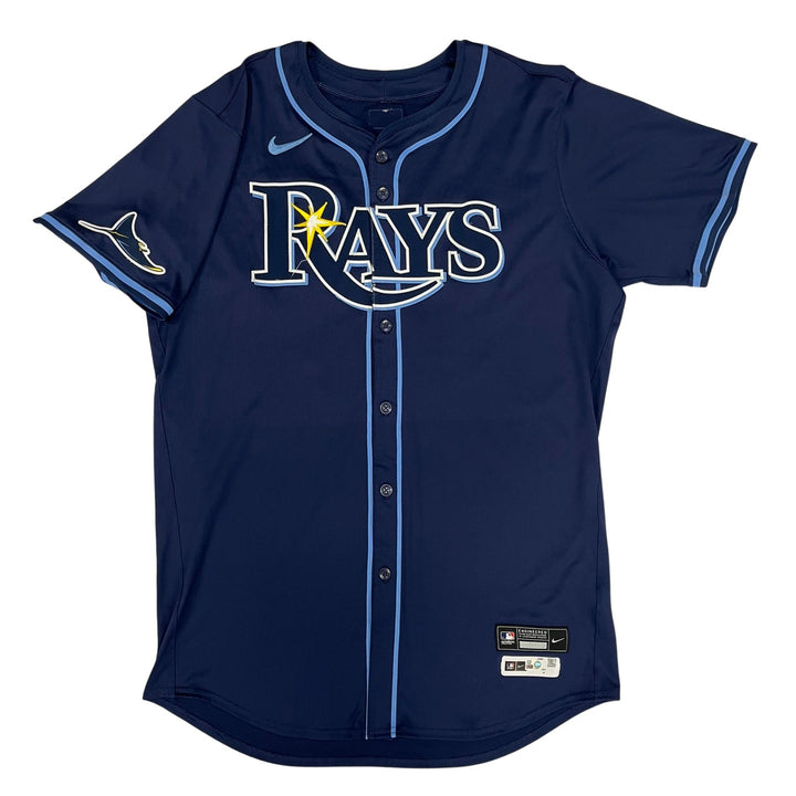 Rays Zack Littell Team Issued Authentic Autographed Navy Jersey