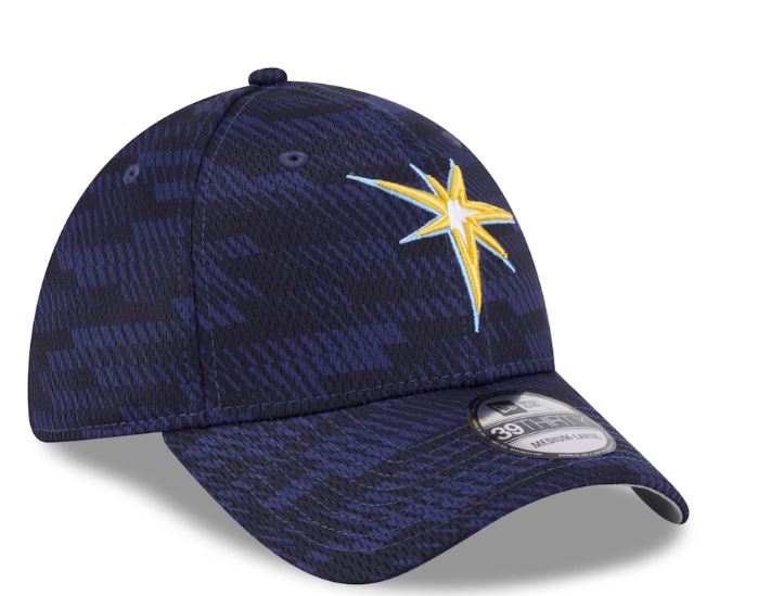 Rays New Era Navy Burst 2025 Clubhouse 39Thirty Flex Fit Hat