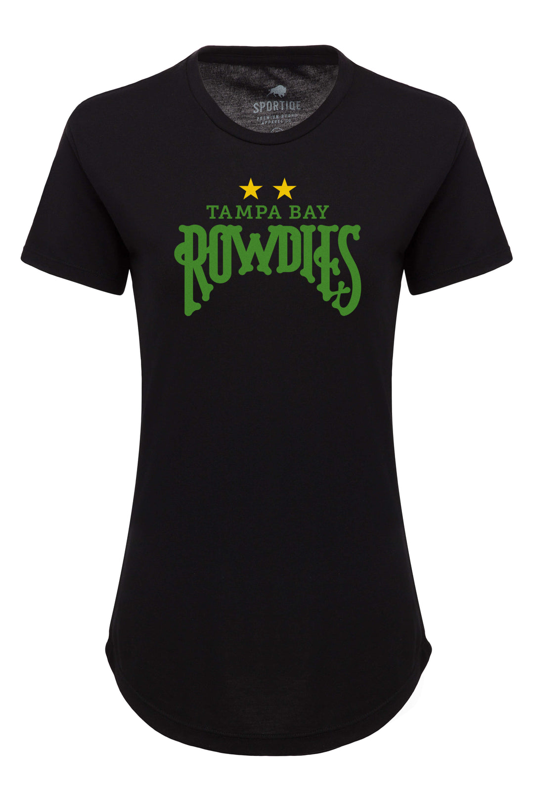 Rowdies Women's Sportiqe Black Green 2 Star T-Shirt