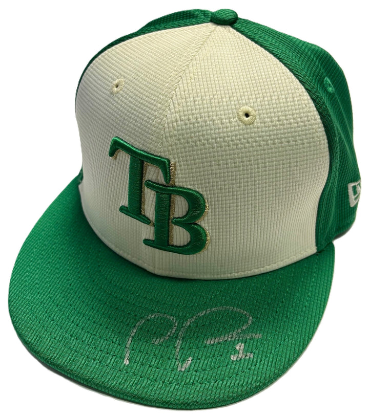 Rays Team Issued Richie Palacios Authentic Autographed St. Patrick's Day Hat