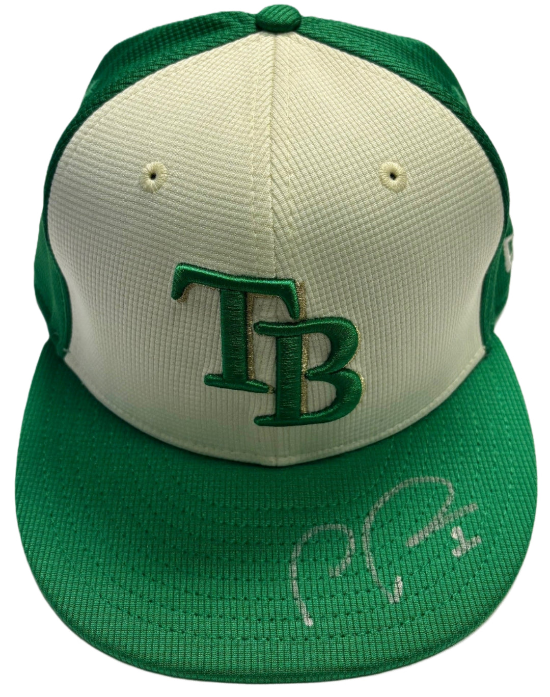 Rays Team Issued Richie Palacios Authentic Autographed St. Patrick's Day Hat